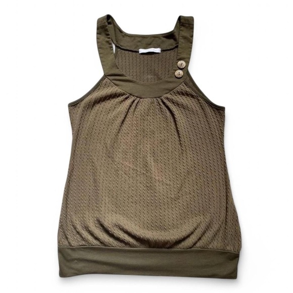 Y2K Charlotte Russe Olive Green Knit Tank Top Sleeveless Boho Indie Core L - Picture 3 of 6